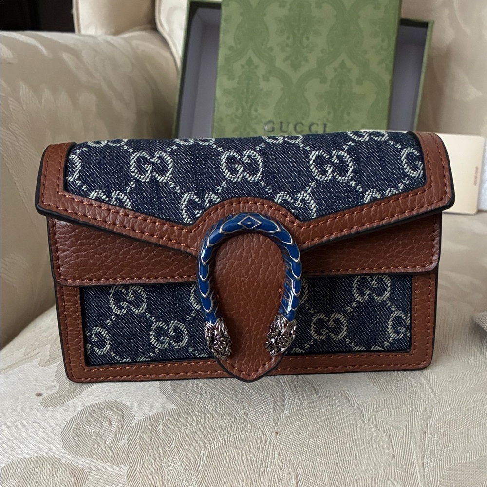 Gucci Blue and Brown Crossbody Bag